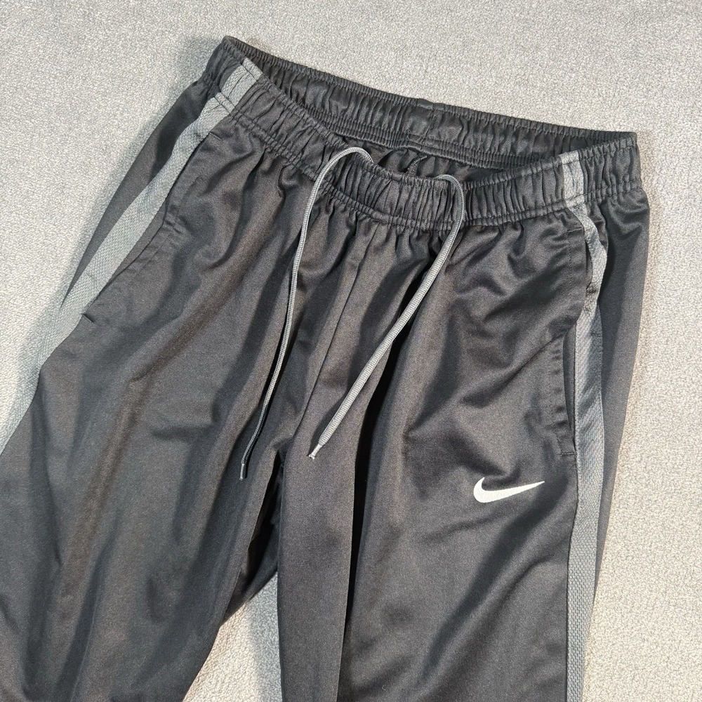 Nike Jogger Sweatpants Men's Large Drawstring Pockets Logo Black Distressed - Picture 3 of 15